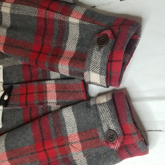 ABERCROMBIE RED GRAY PLAID COAT JACKET GIRLS XL WOOL JACKET HOODED - Picture 12 of 16